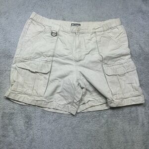 VTG Columbia Shorts Men's L Beige Cotton Cliff Lakes Cargo Outdoor Hiking (37x7)